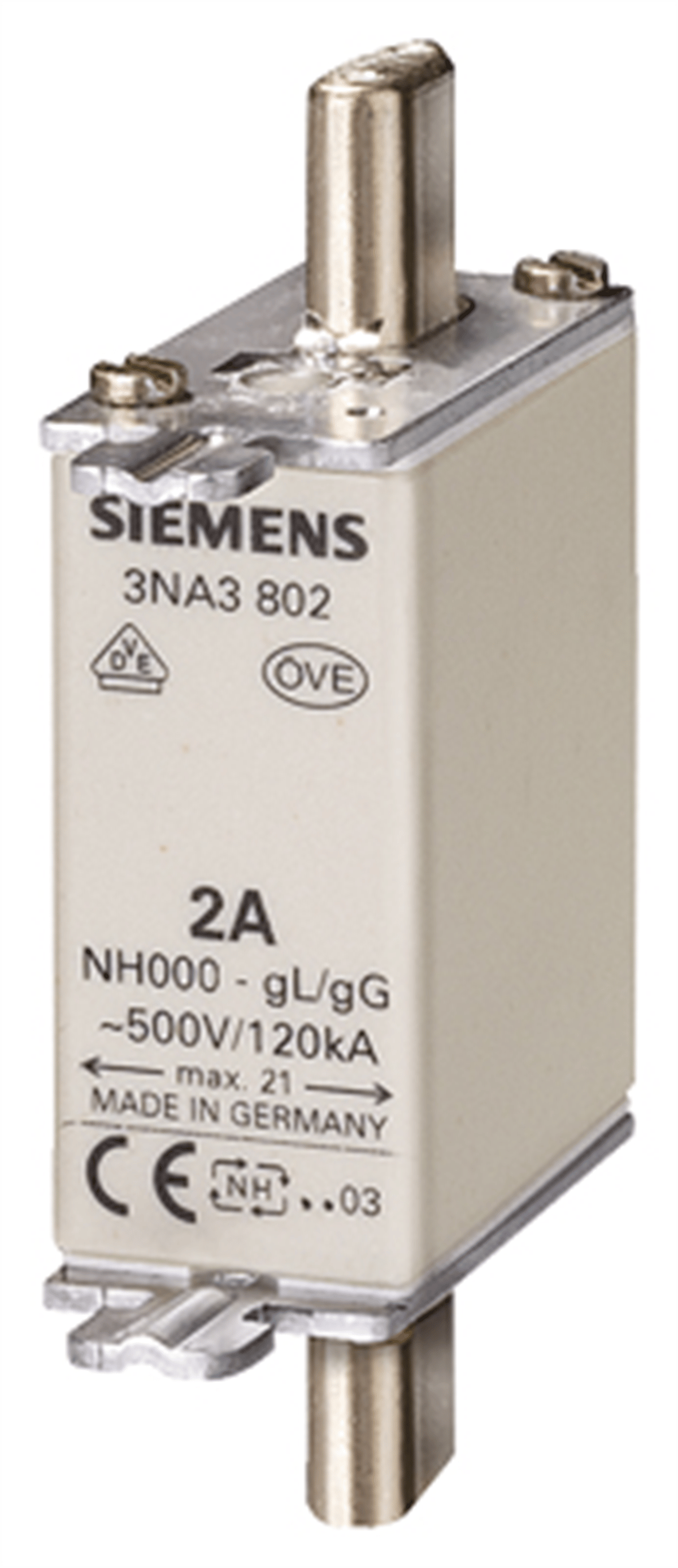 SiemensSiemens 3NA3832 Steatit(Seramik) Gövdeli Nh-Bıçaklı Sigorta Buşonu; 125A; Boy 00; Genişlik 30Mm 
