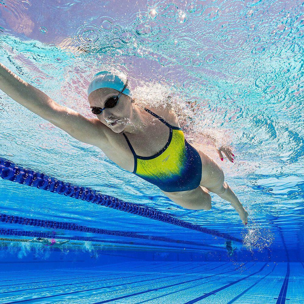 Speedo Placement Digital Turnback Kadın Yüzücü Mayosu