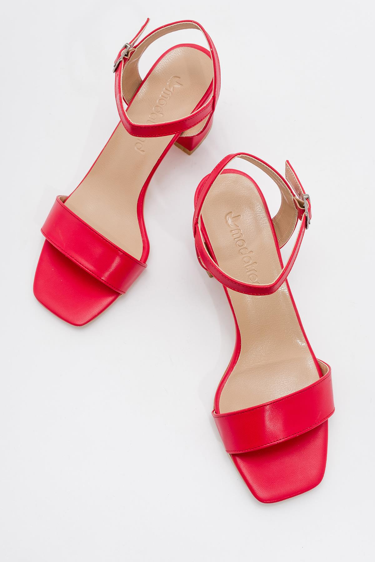 Kadın Sivri Burunlu Stiletto KIRMIZI CİLT