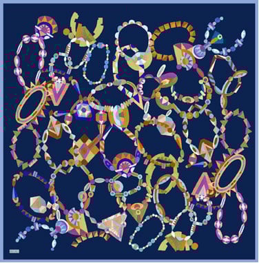 BELLI Bellı Geometrik Silindir Desen Saf İpek Eşarp 4036D - Mavi  Eşarp 
