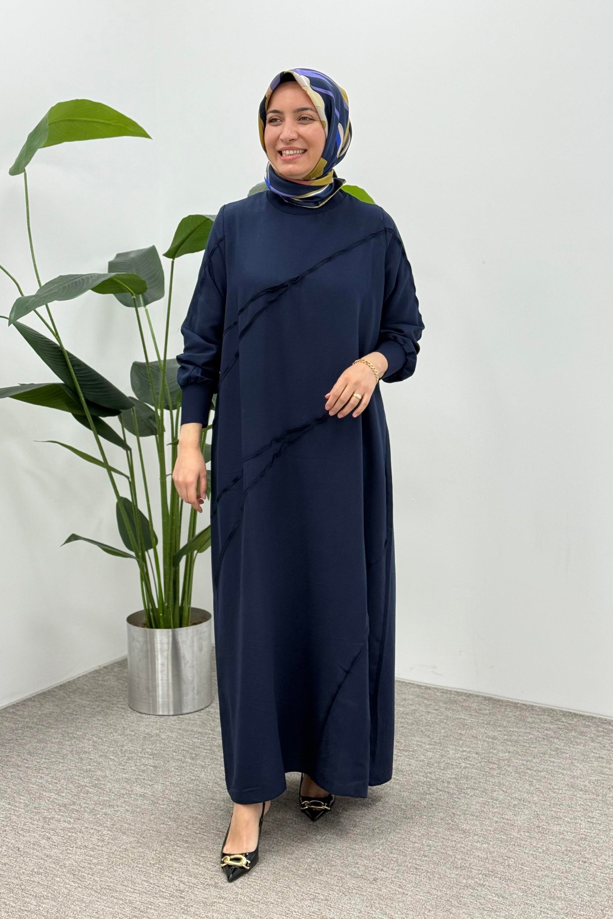 Micca 251307 Dikiş Detaylı Elbise - Lacivert