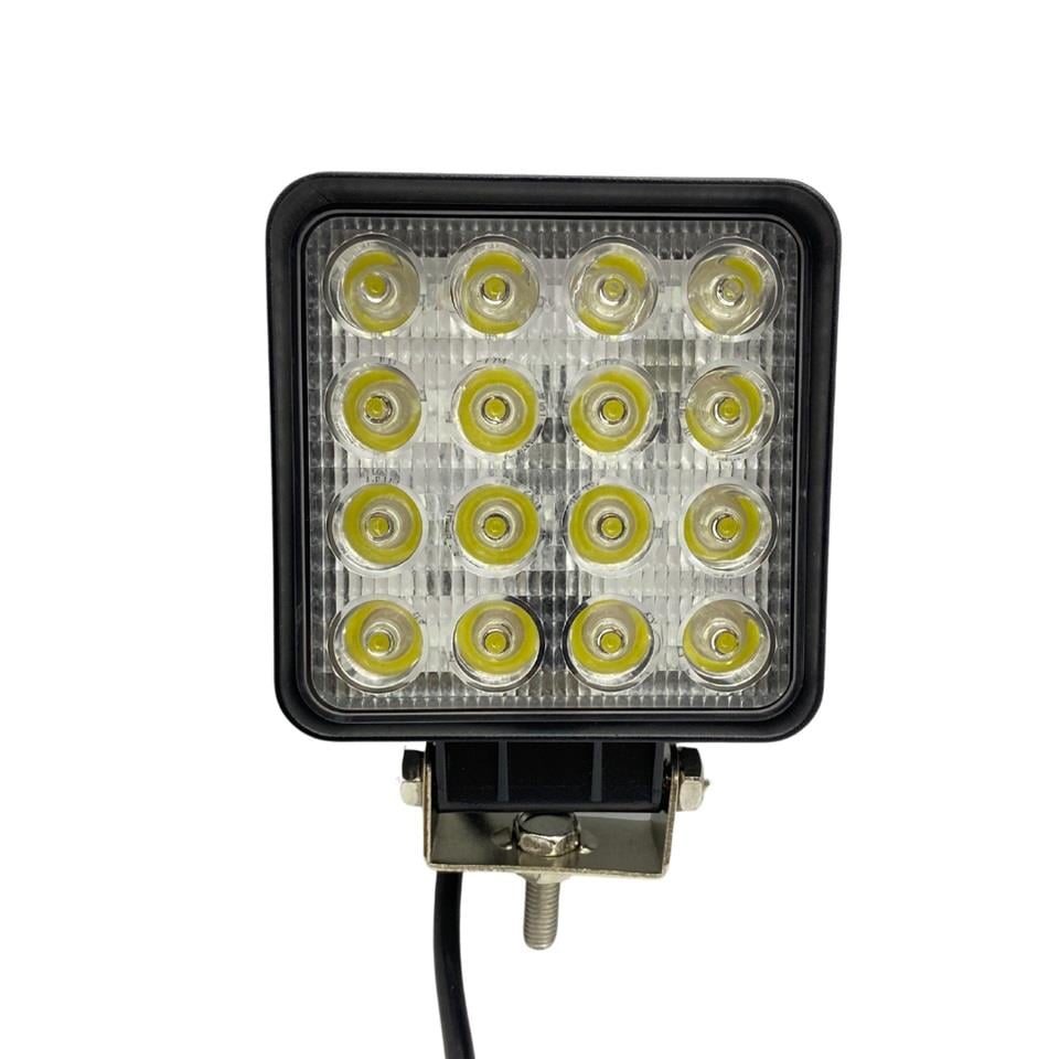 WOLFRAM 12V-24V ÇALIŞMA LAMBASI KARE (16 X 3W POWER LEDLİ) E9 GERMANY