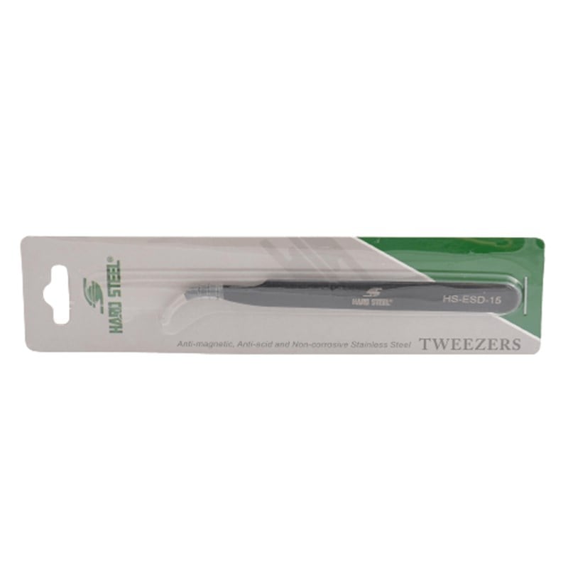 Dikiş Aksesuar ÇeşitleriHard SteelAntistatik Paslanmaz Çelik Eğri Uçlu 120mm Cımbız / HS-ESD-15