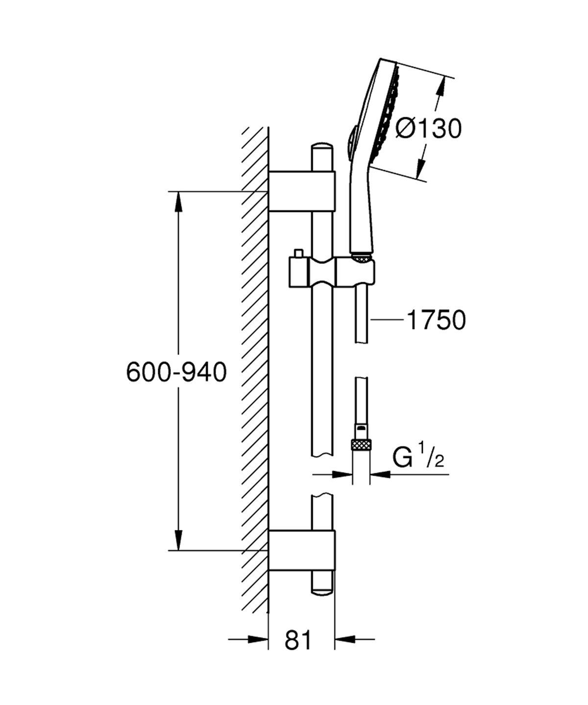 Grohe Powew & Soul Cosmopolitan 130 Sürgülü Duş Seti 3 Akışlı Krom