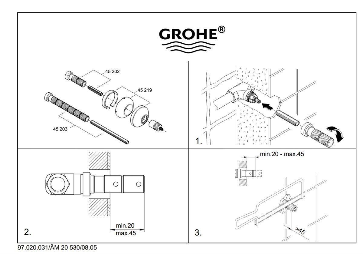 Grohe Uzatma Seti 200 mm (plastik)