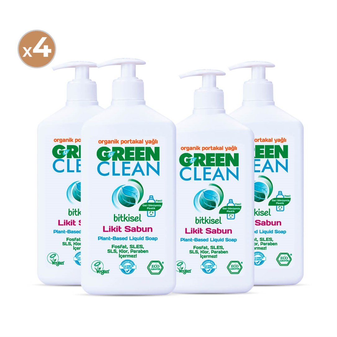 Green Clean Bitkisel Likit Sabun 500 ml (4'lü Paket)