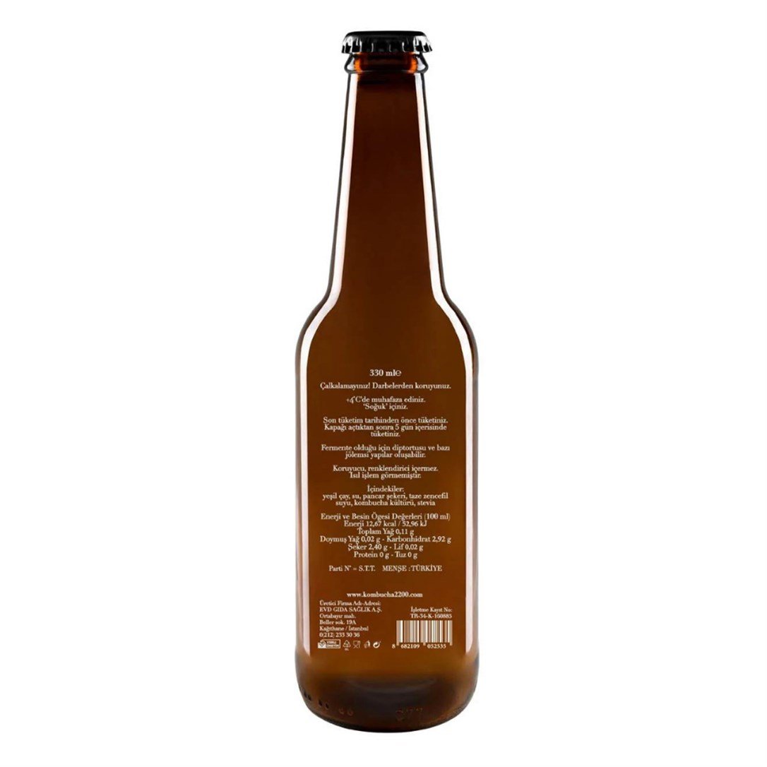 Kombucha 2200 Fermente Yeşil Çay Zencefil 500 Ml