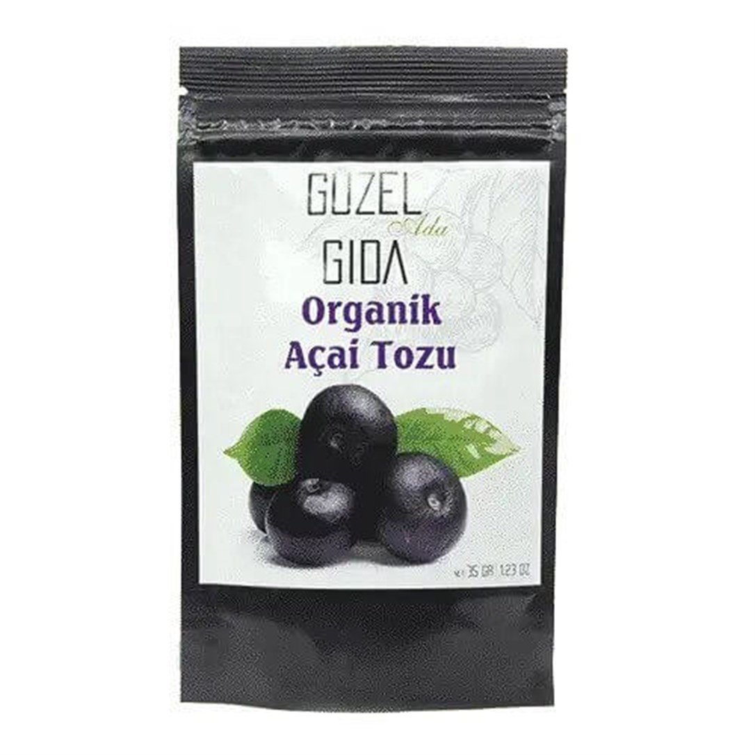 Organik Açai Üzümü Tozu 35Gr Güzel Ada Gıda