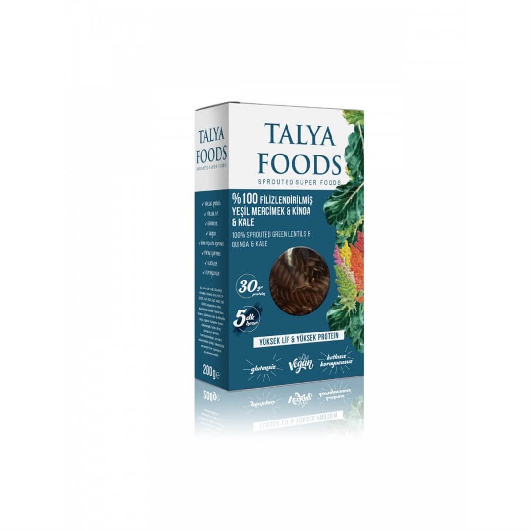 Talya Foods Glütensiz Filizlendirilmiş Yeşil Mercimek & Kinoa & Kale Makarna