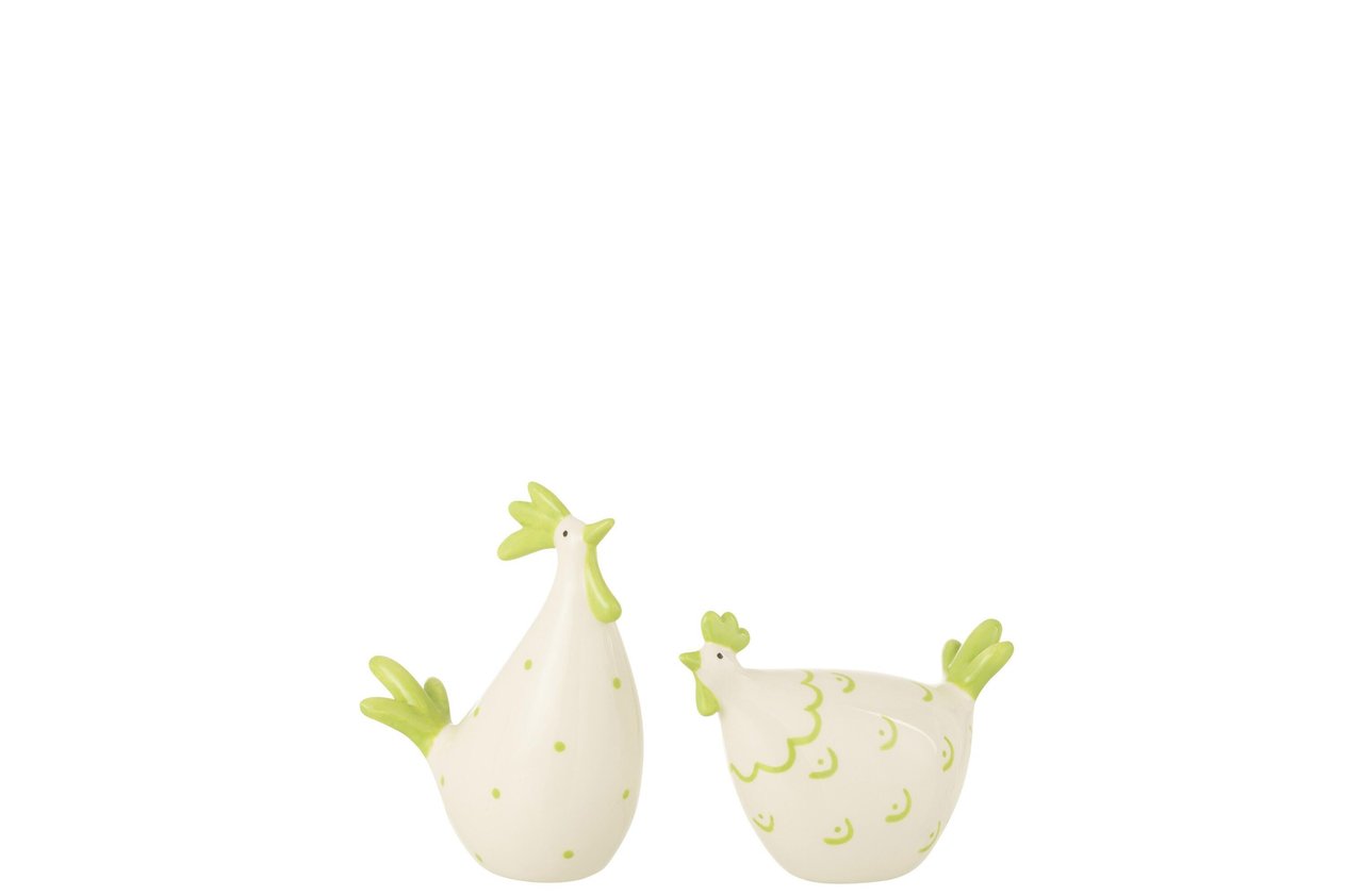 JOLIPA - Jolipa Hen Rooster Green Ceramic Small Set2   