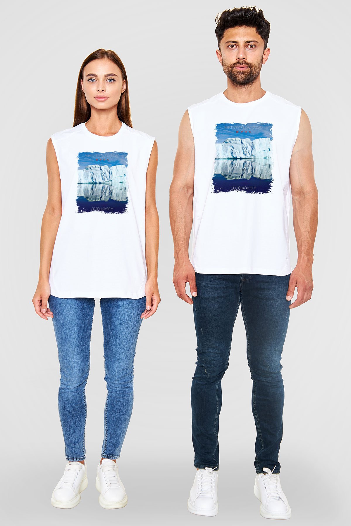 30 Seconds To Mars Baskılı Unisex Beyaz Kolsuz Tişört