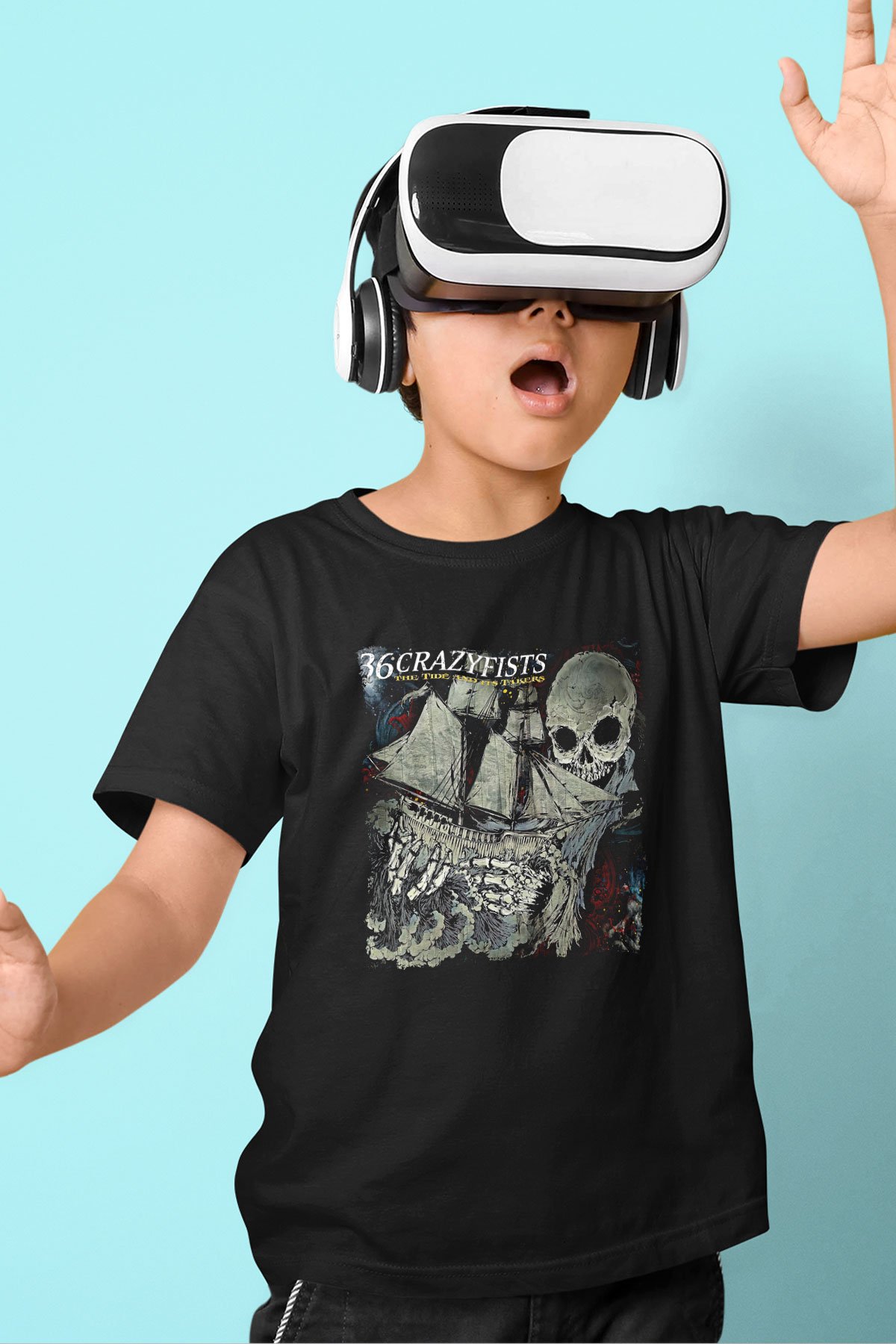 36 Crazyfists Baskılı Unisex Siyah Çocuk Tişört - Tshirt