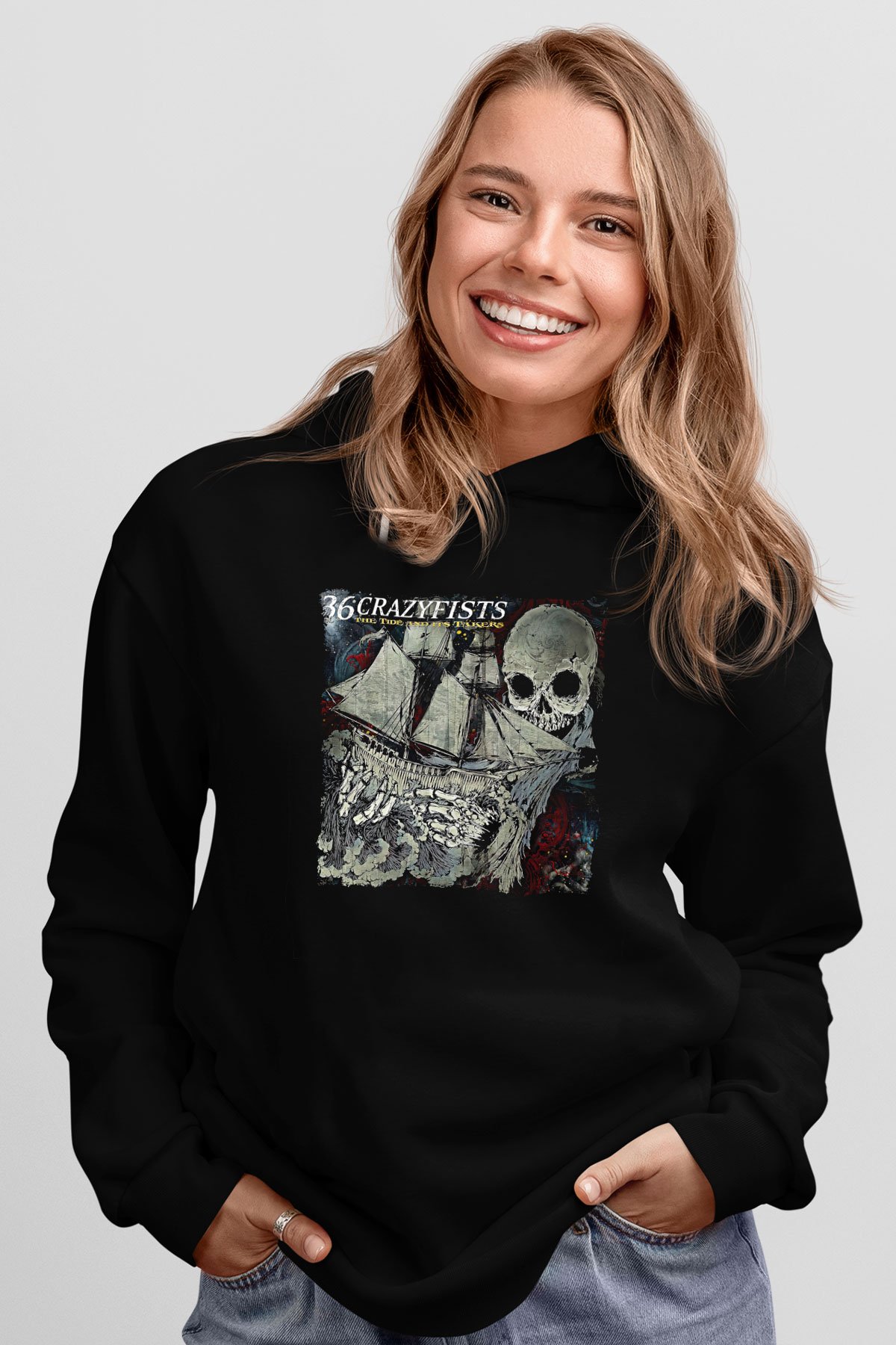 36 Crazyfists Baskılı Unisex Siyah Hoodie