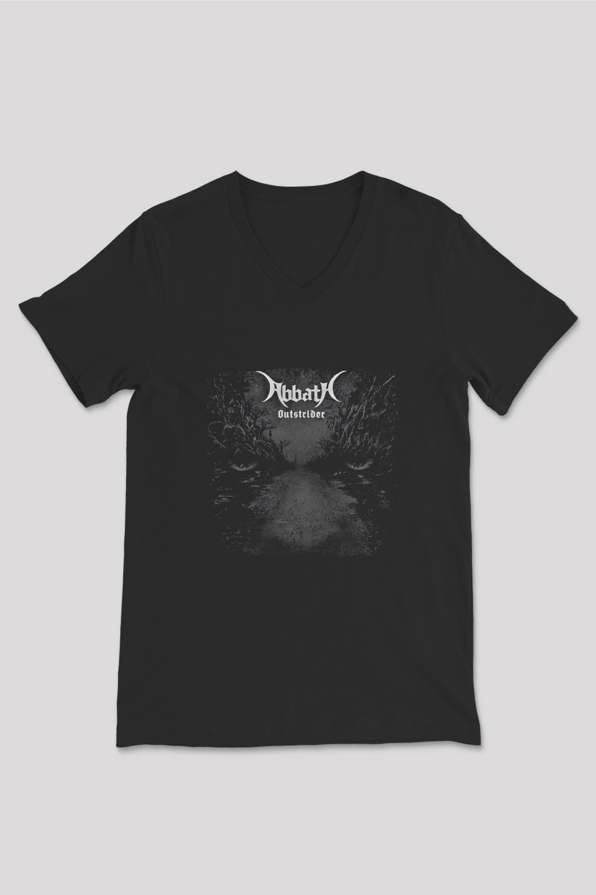 Abbath Baskılı Unisex Siyah V Yaka Tişört