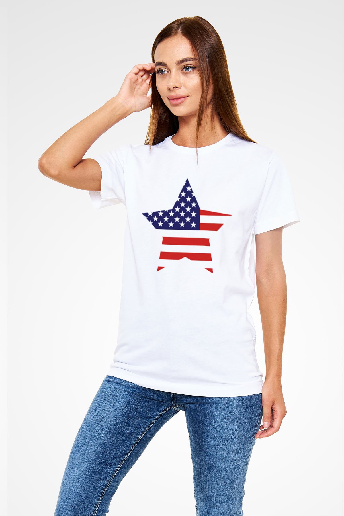 ABD Beyaz Unisex Tişört T-Shirt - TişörtFabrikası