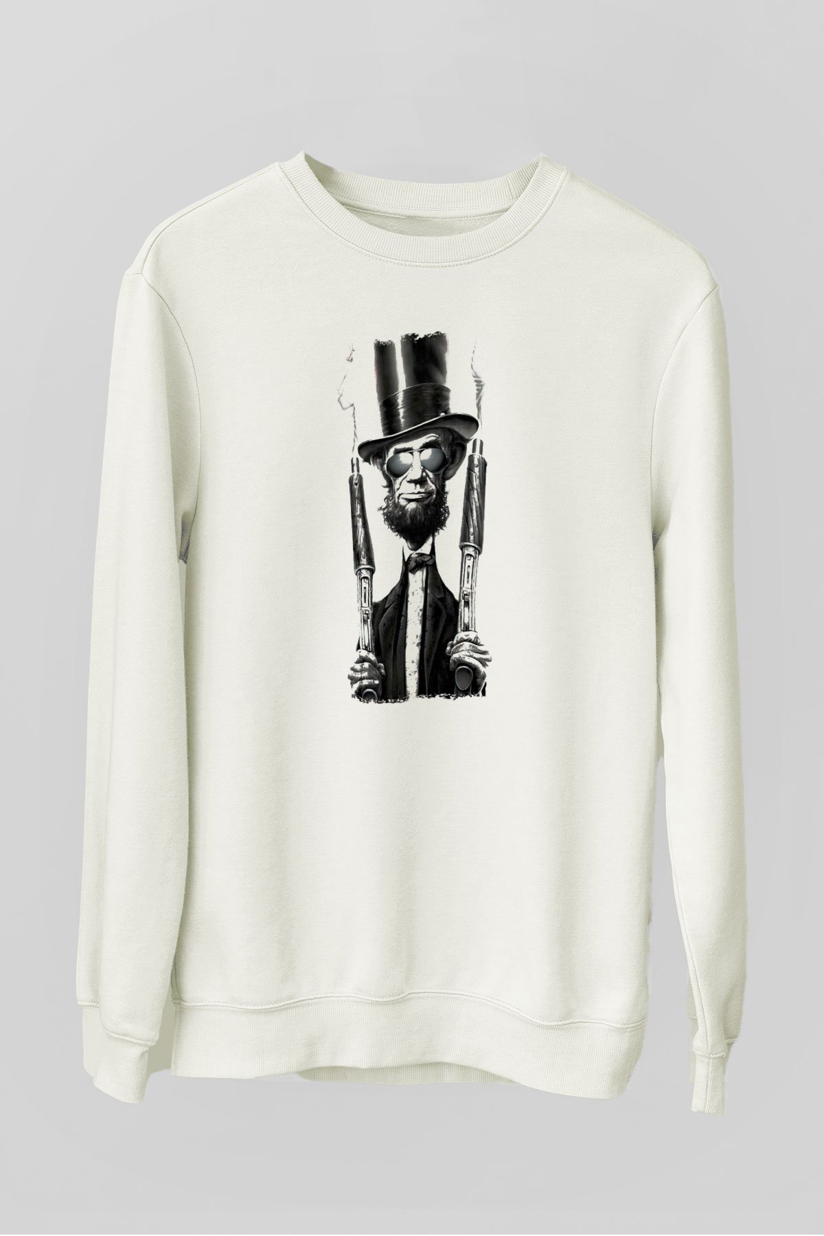 Abraham Lincoln Beyaz Unisex Sweatshirt