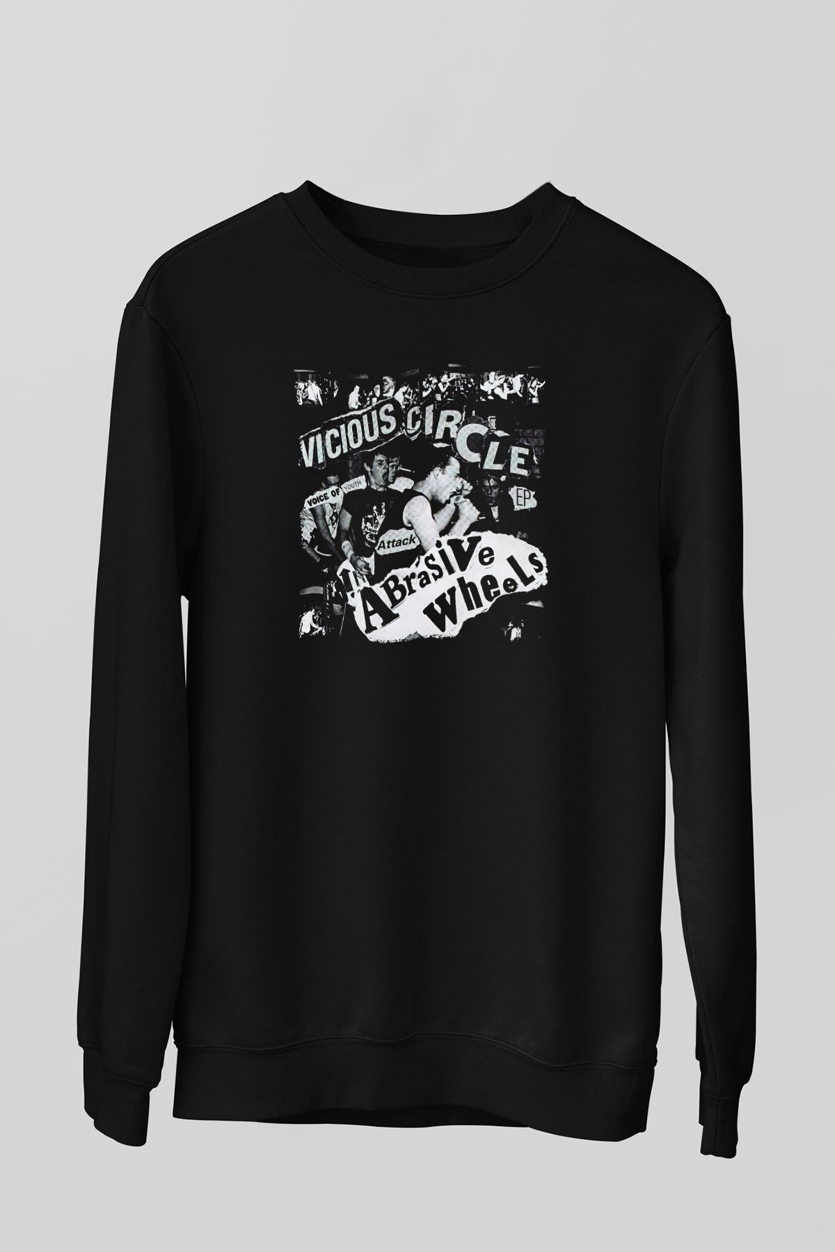 Abrasive Wheels Baskılı Unisex Siyah Sweatshirt
