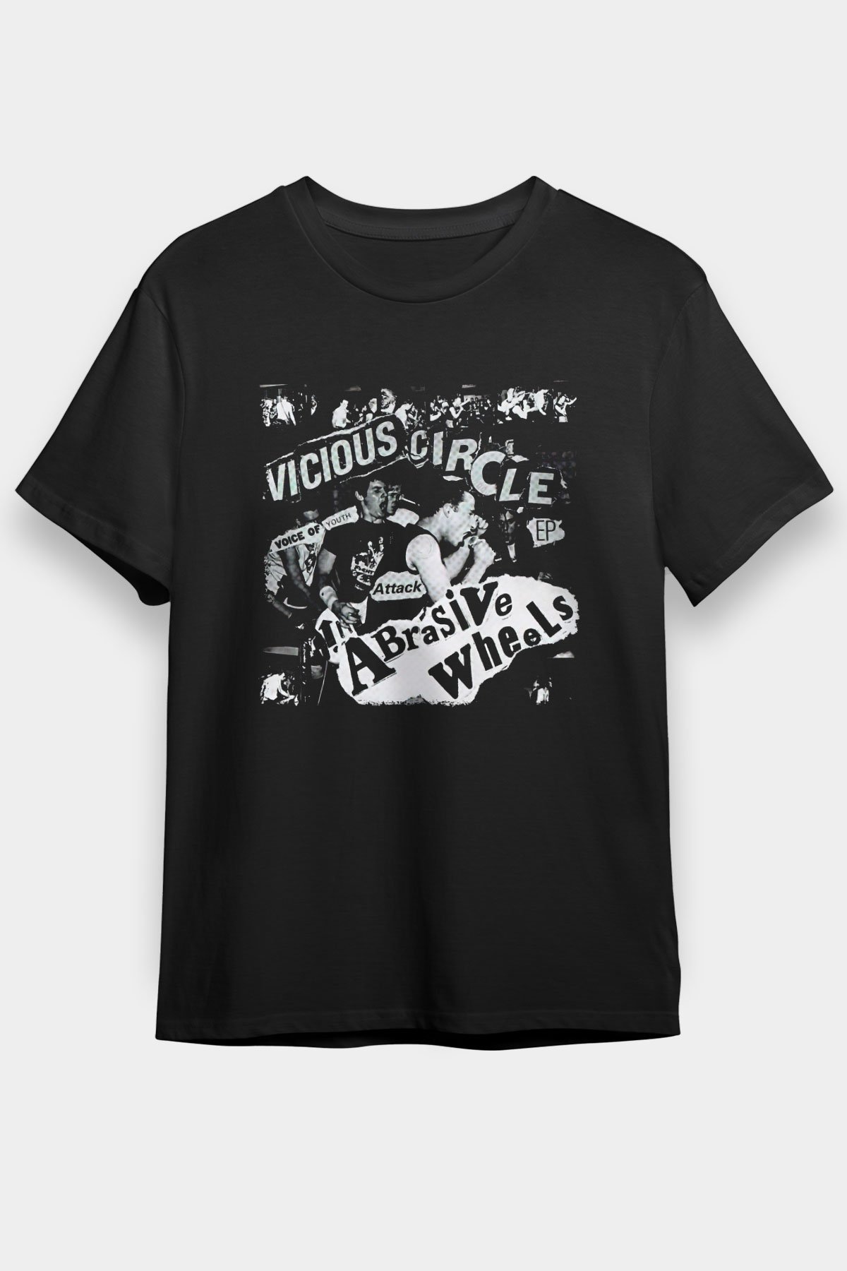 Abrasive Wheels Baskılı Unisex Siyah Tişört - Tshirt