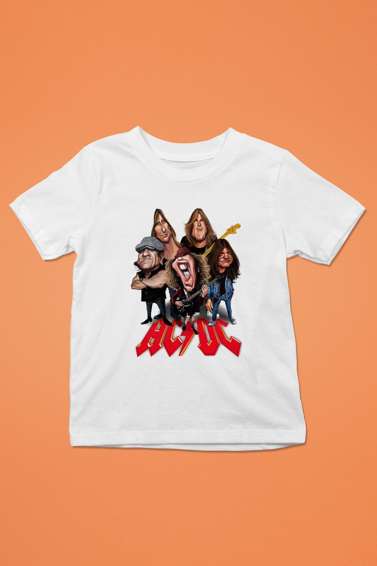 AC DC Group Baskılı Beyaz Unisex Çocuk Tişört