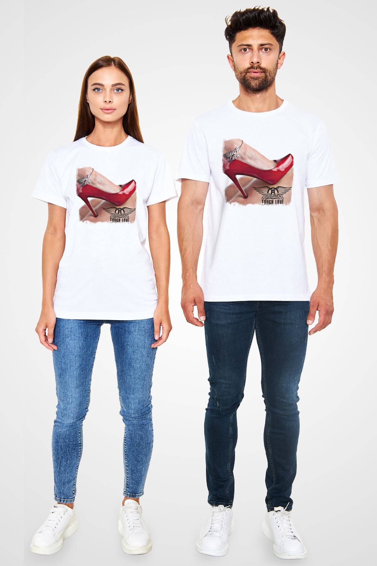 Aerosmith Baskılı Unisex Beyaz Tişört