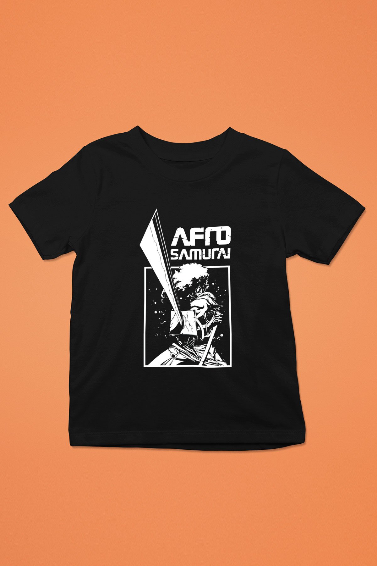 Afro Samurai Baskılı Unisex Siyah Çocuk Tişört - Tshirt