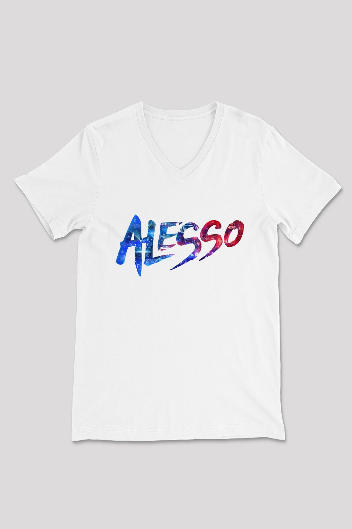 Alesso Beyaz Unisex V Yaka Tişört T-Shirt