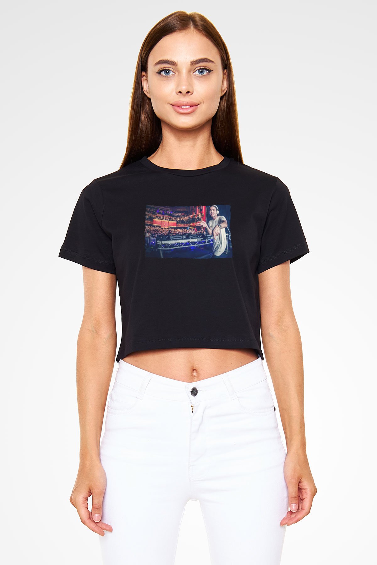 Alesso Siyah  Crop Top Tişört