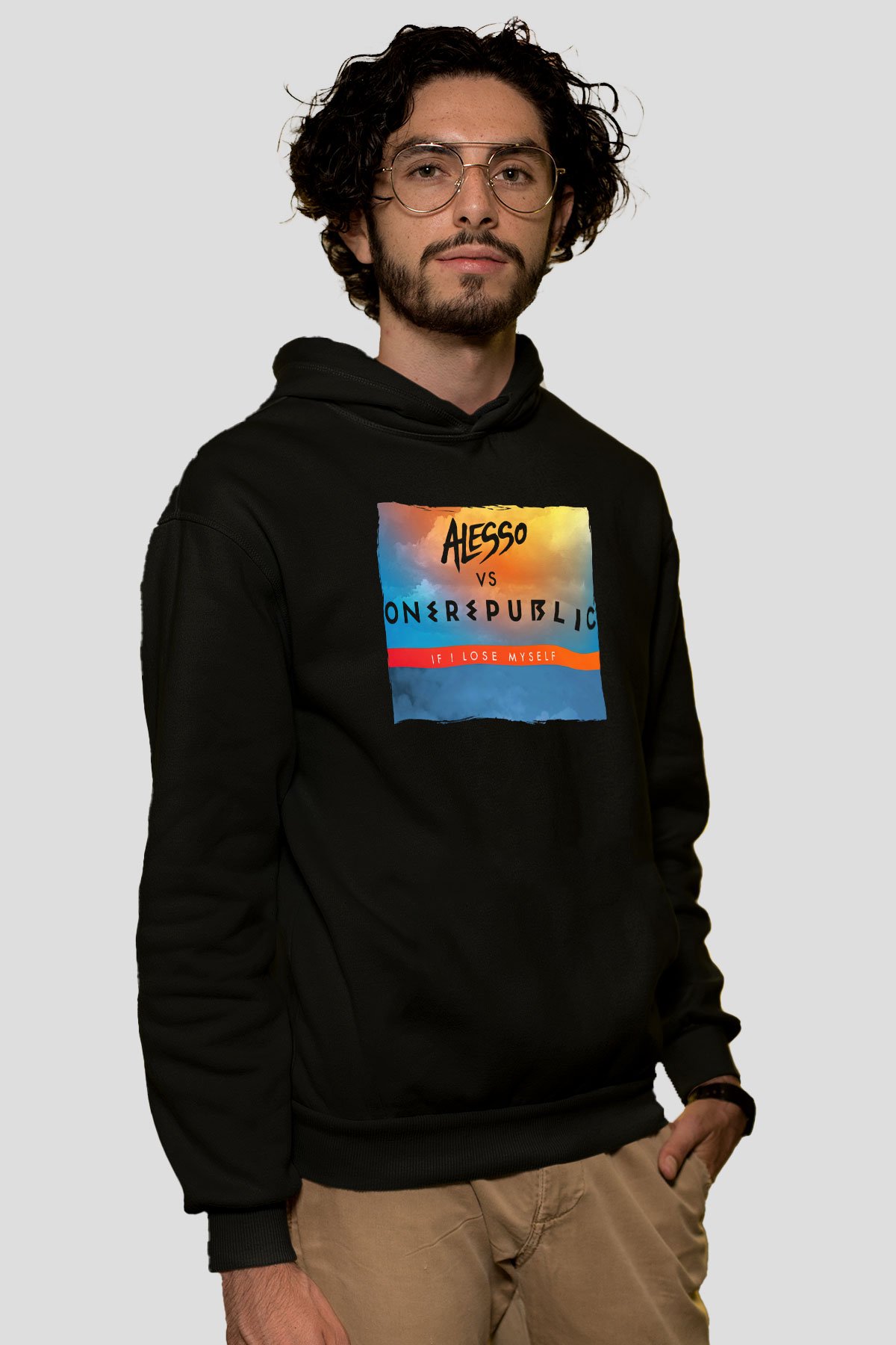 Alesso Siyah Unisex Kapüşonlu Sweatshirt