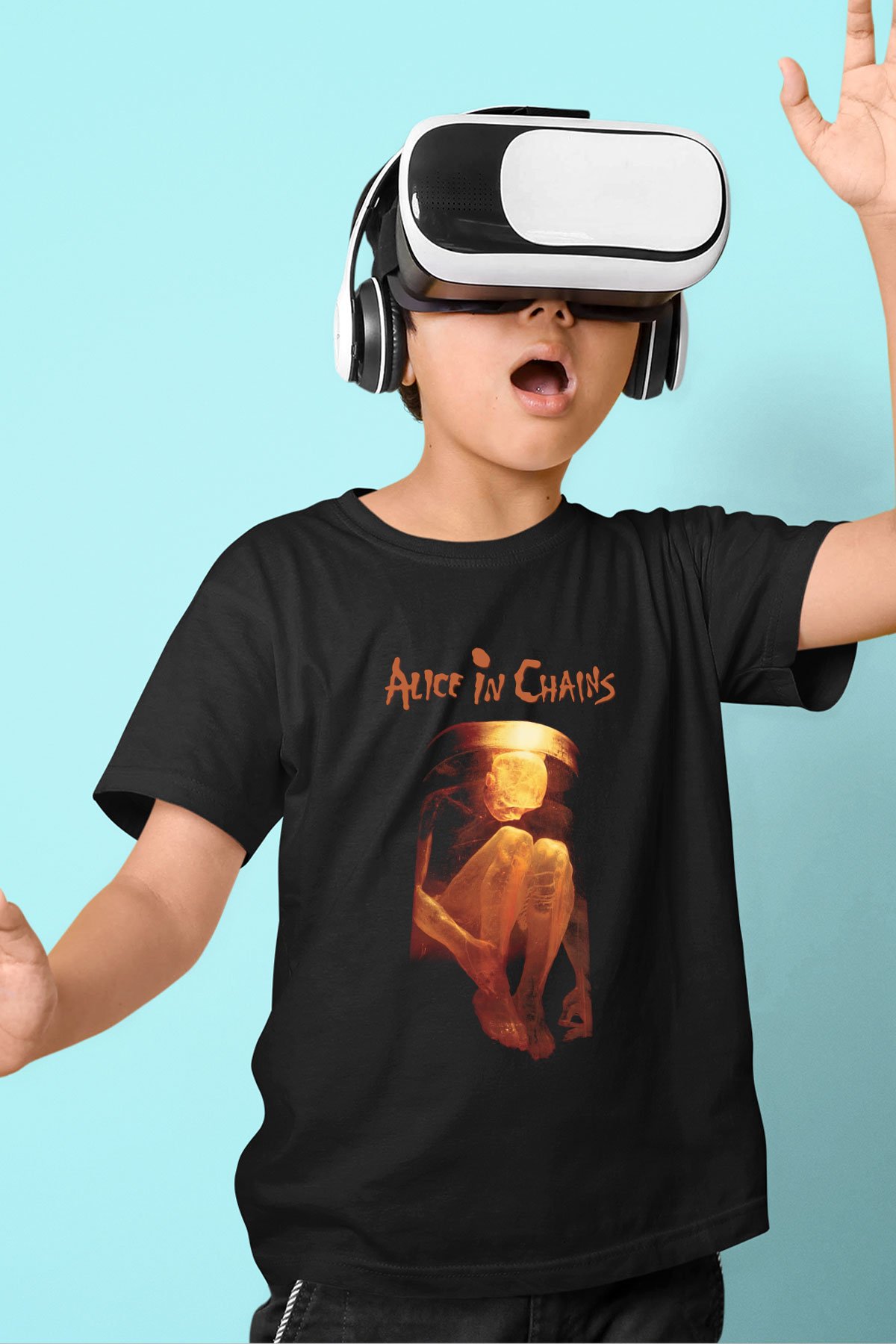 Alice in Chains Baskılı Siyah Unisex Çocuk Tişört