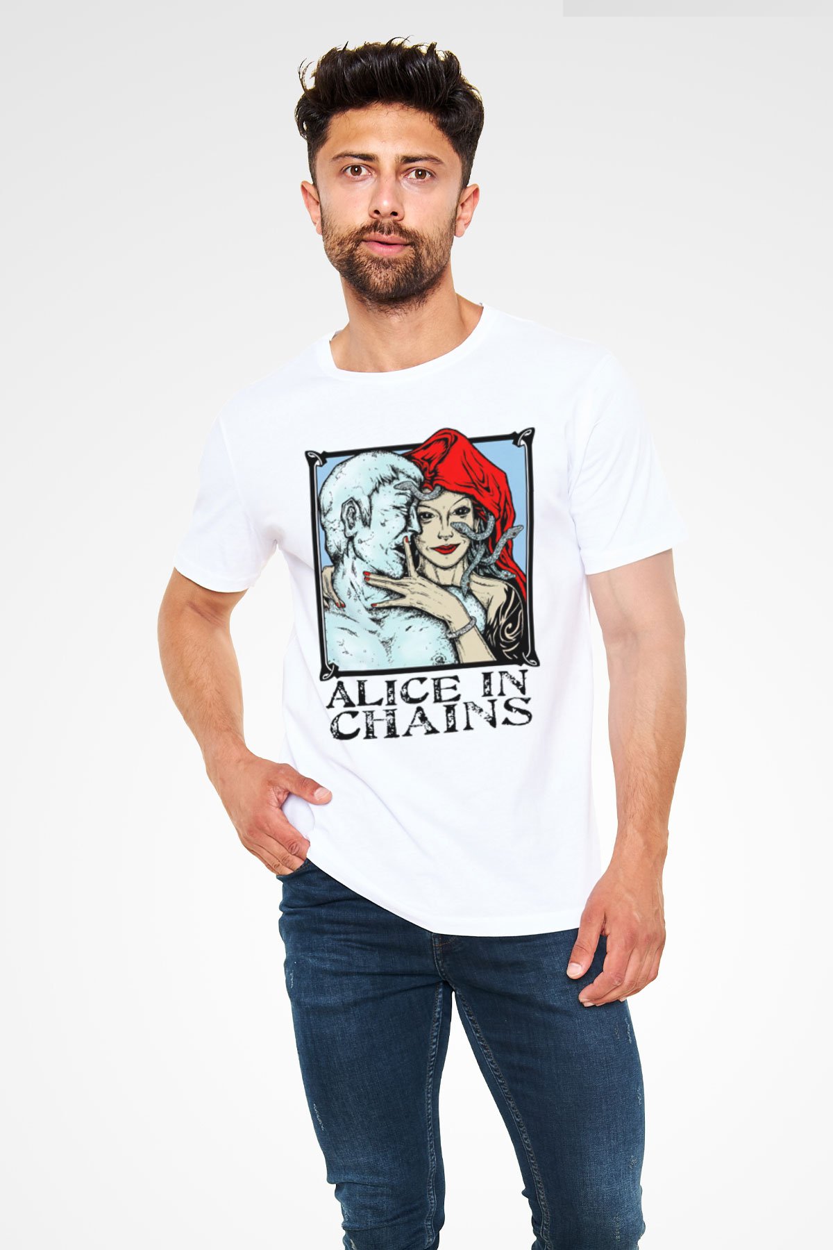 Alice in Chains Beyaz Unisex Tişört T-Shirt - TişörtFabrikası
