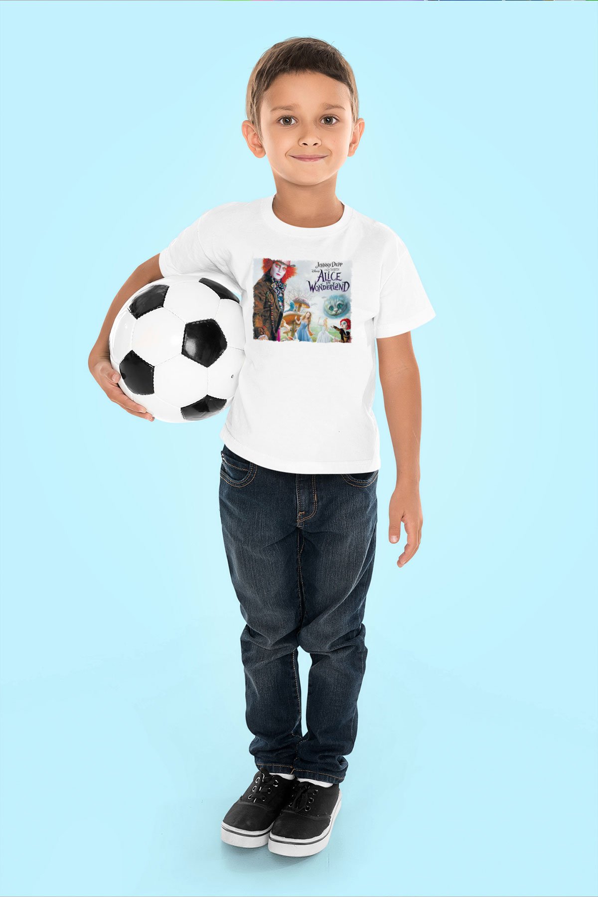 Alice in Wonderland Beyaz Unisex Çocuk Tişört