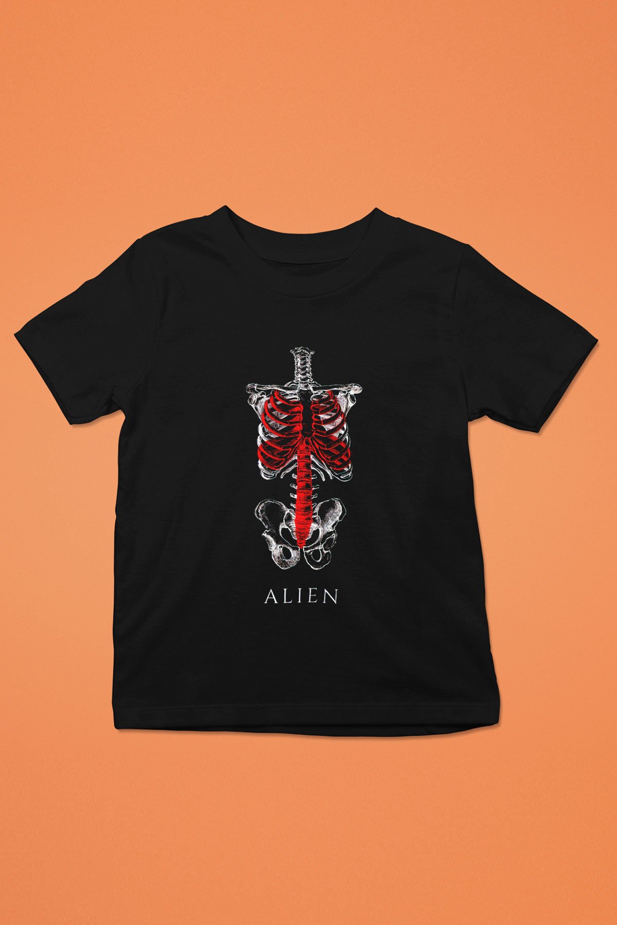 Alien Baskılı Siyah Unisex Çocuk Tişört