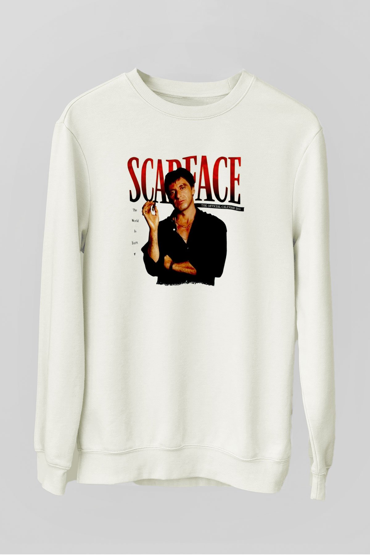 Alpacino Scarface Beyaz Unisex Sweatshirt