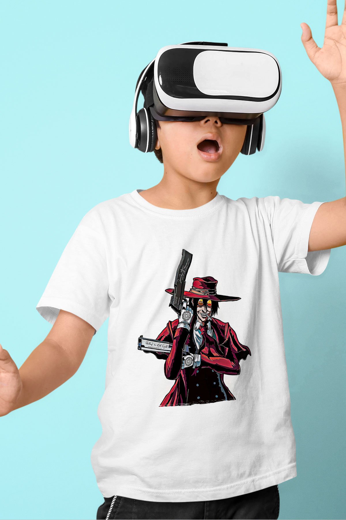 Alucard Baskılı Beyaz Unisex Beyaz Çocuk Tişört - Tshirt