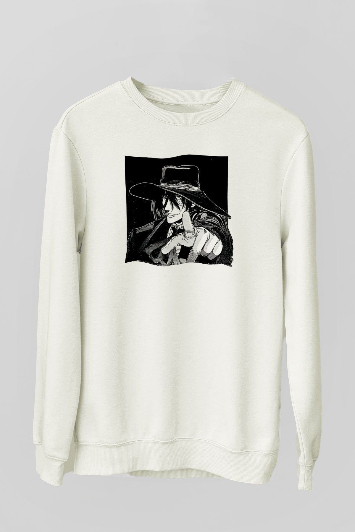 Alucard Baskılı Beyaz Unisex Sweatshirt