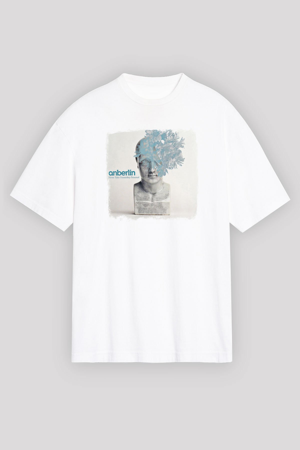 Anberlin Baskılı Unisex Beyaz Oversize Tişört