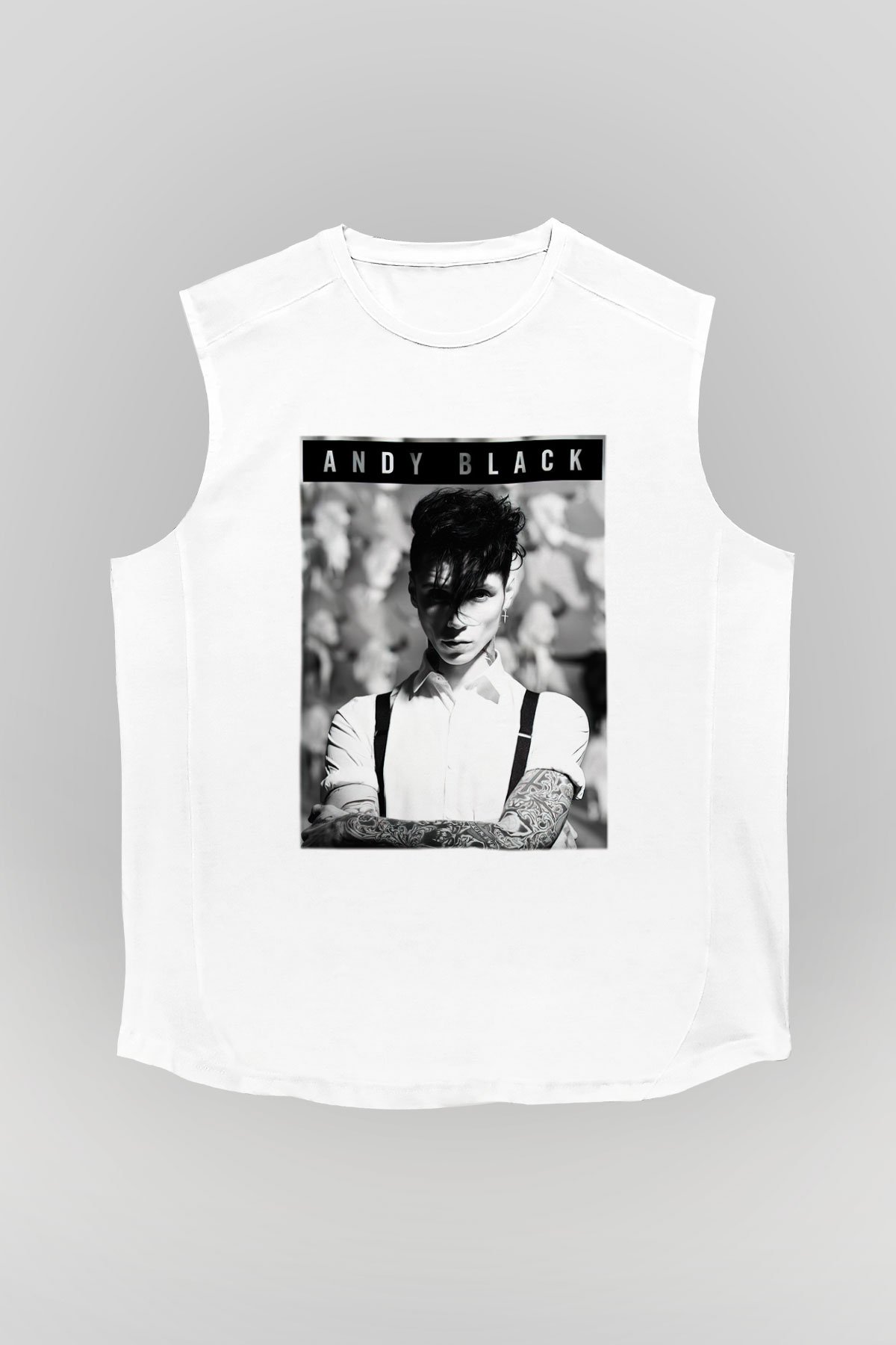 Andy Black Beyaz Unisex Kolsuz Tişört