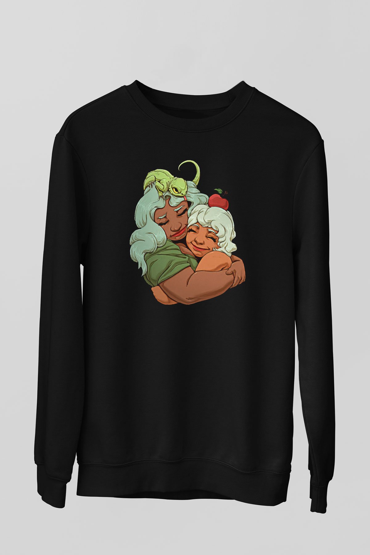 Anneler Günü Baskılı Unisex Siyah Sweatshirt