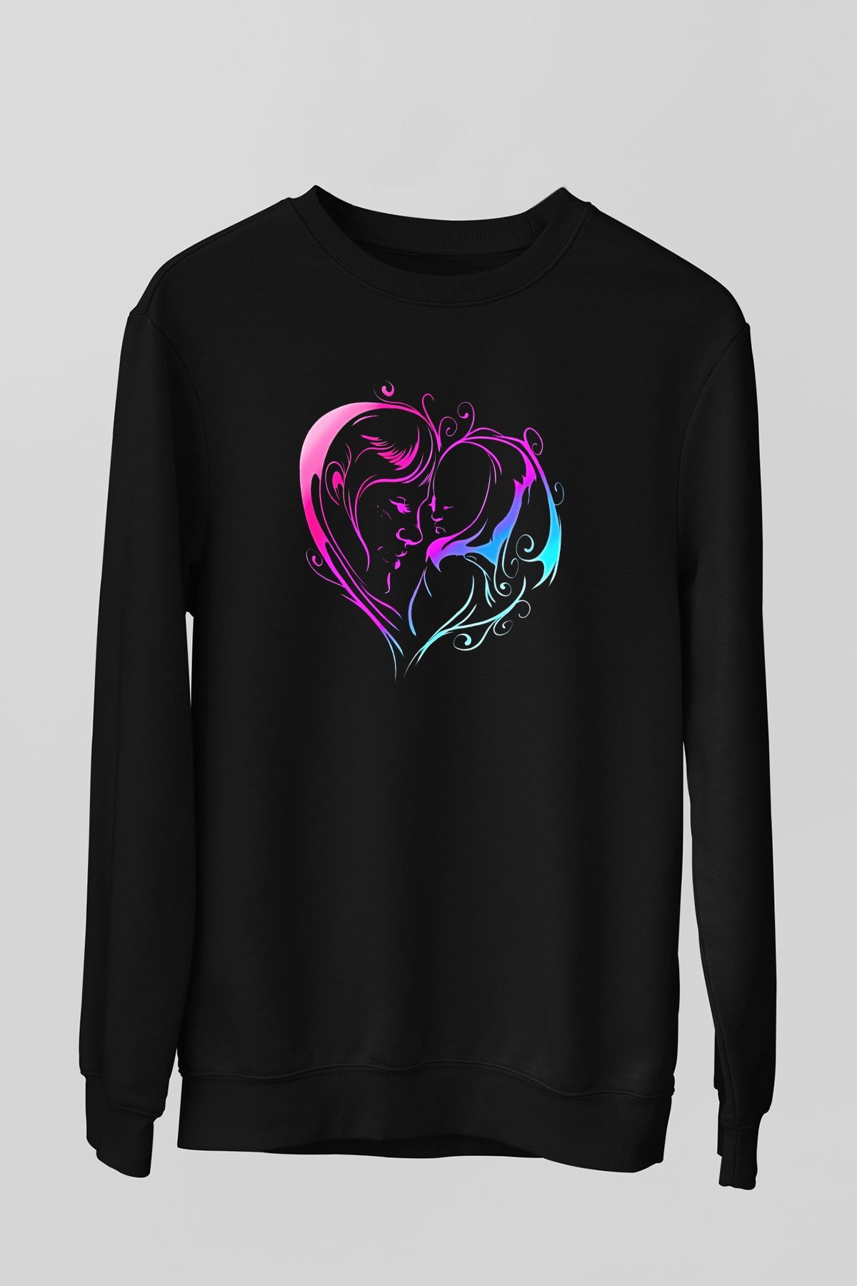 Anneler Günü Baskılı Unisex Siyah Sweatshirt