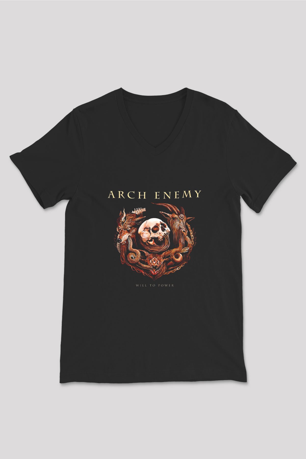 Arch Enemy Baskılı Unisex Siyah V Yaka Tişört