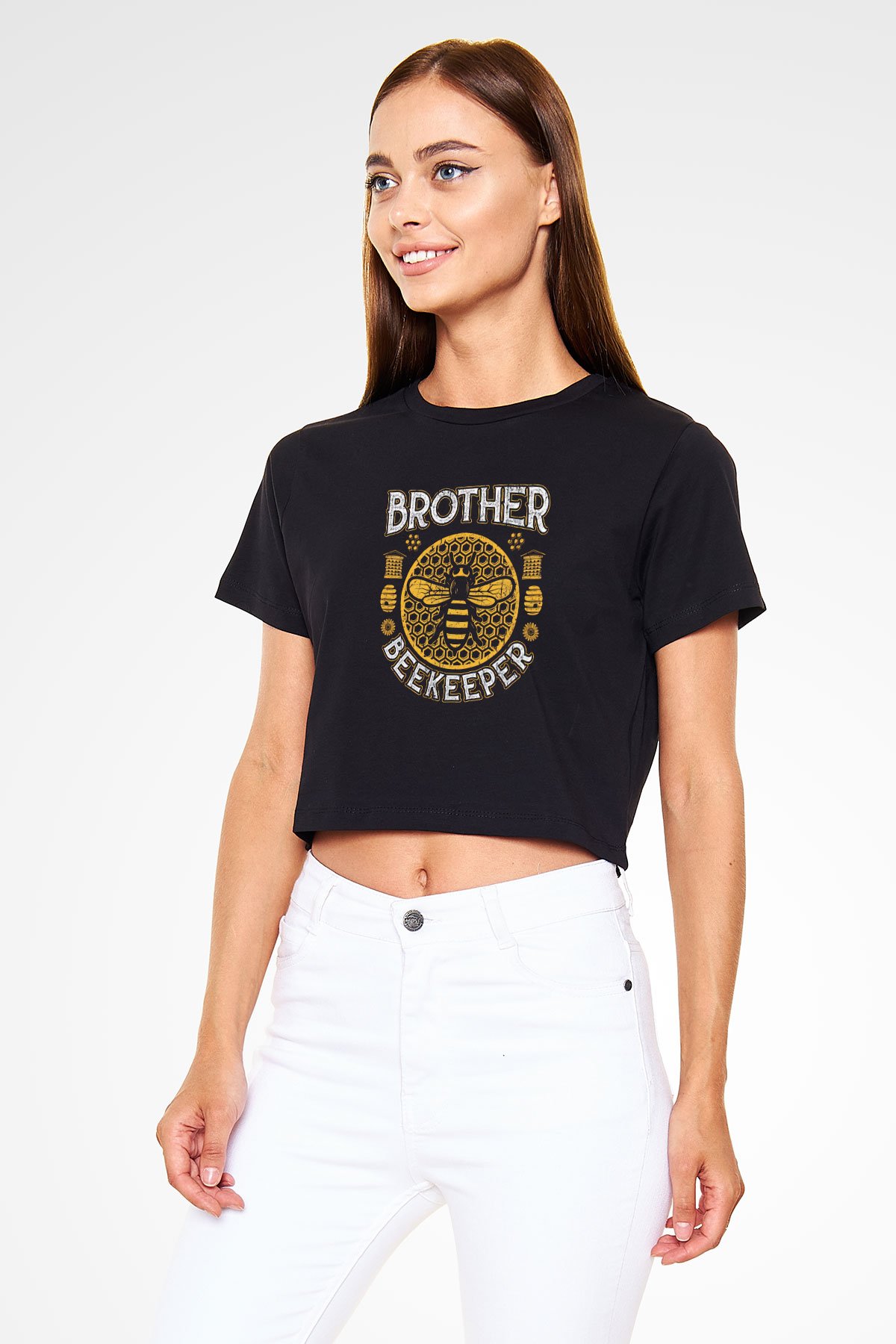 Arıcı Siyah  Crop Top Tişört