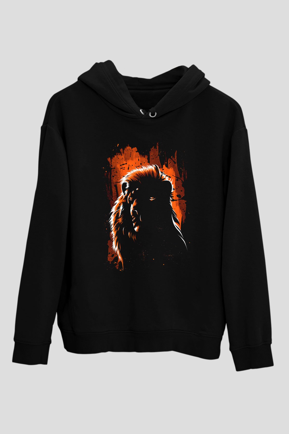Aslan Siyah Unisex Kapüşonlu Sweatshirt