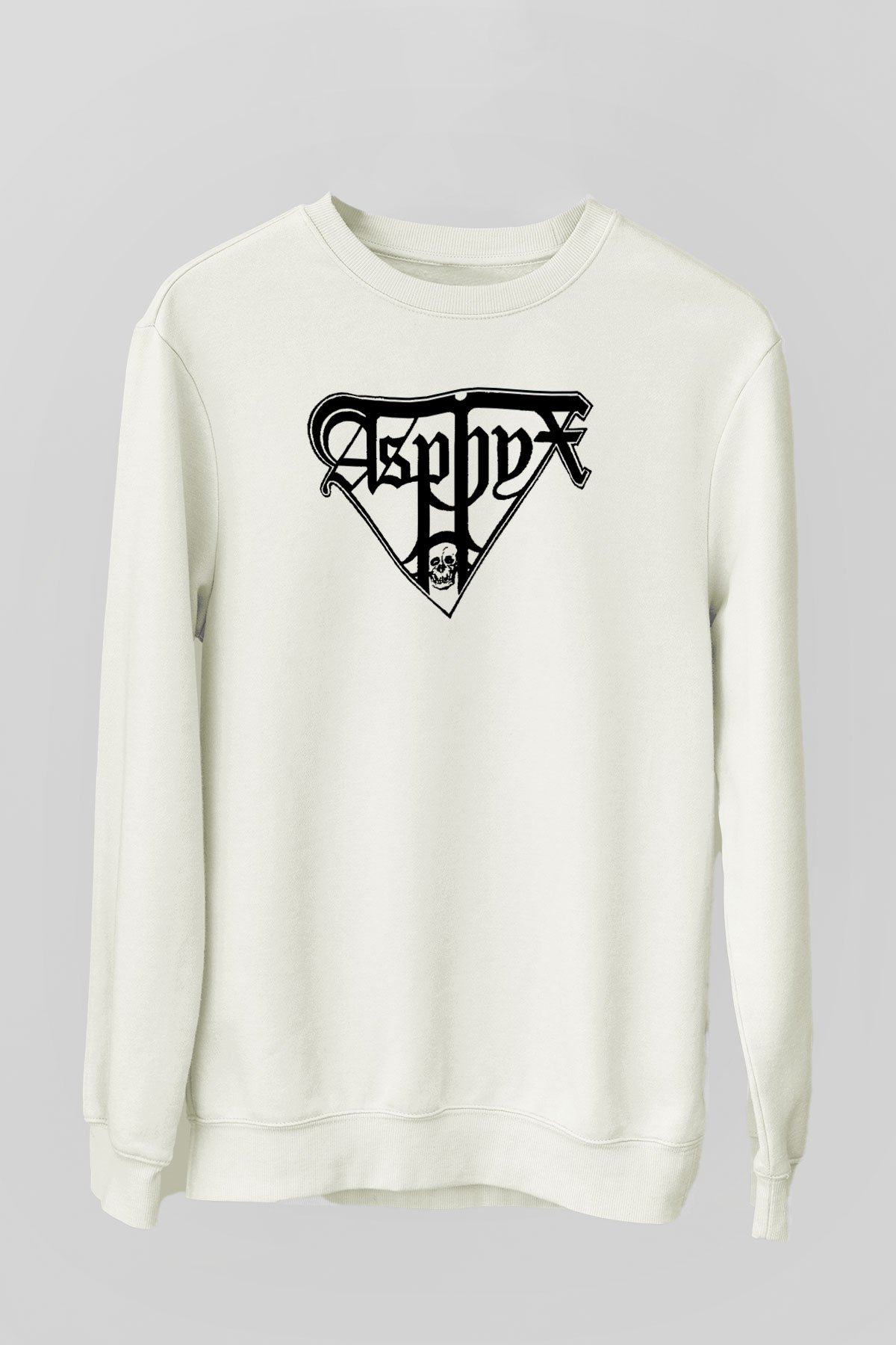 Asphyx Baskılı Beyaz Unisex Sweatshirt