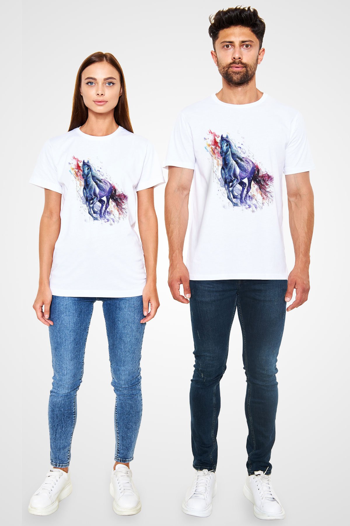 At Beyaz Unisex Tişört T-Shirt - TişörtFabrikası