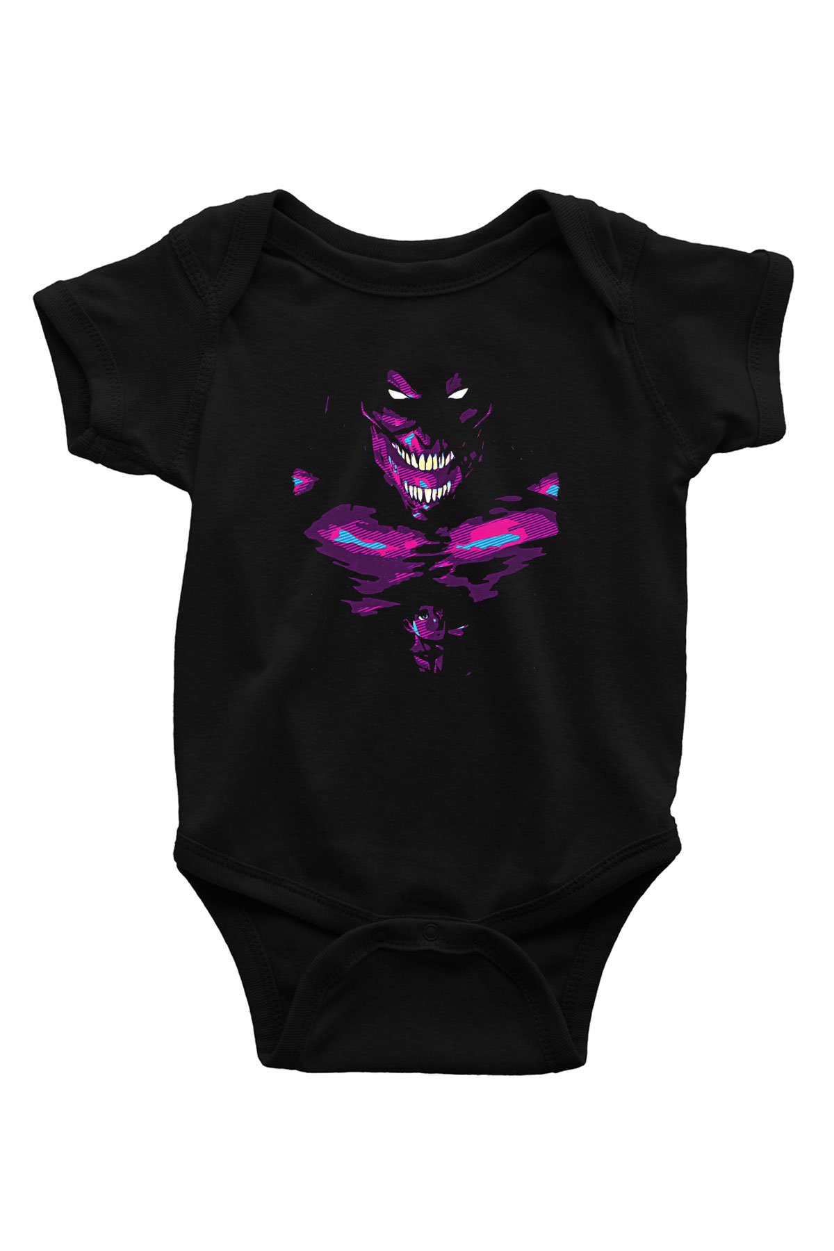 Attack On Titan Baskılı Unisex Siyah Bebek Body - Zıbın