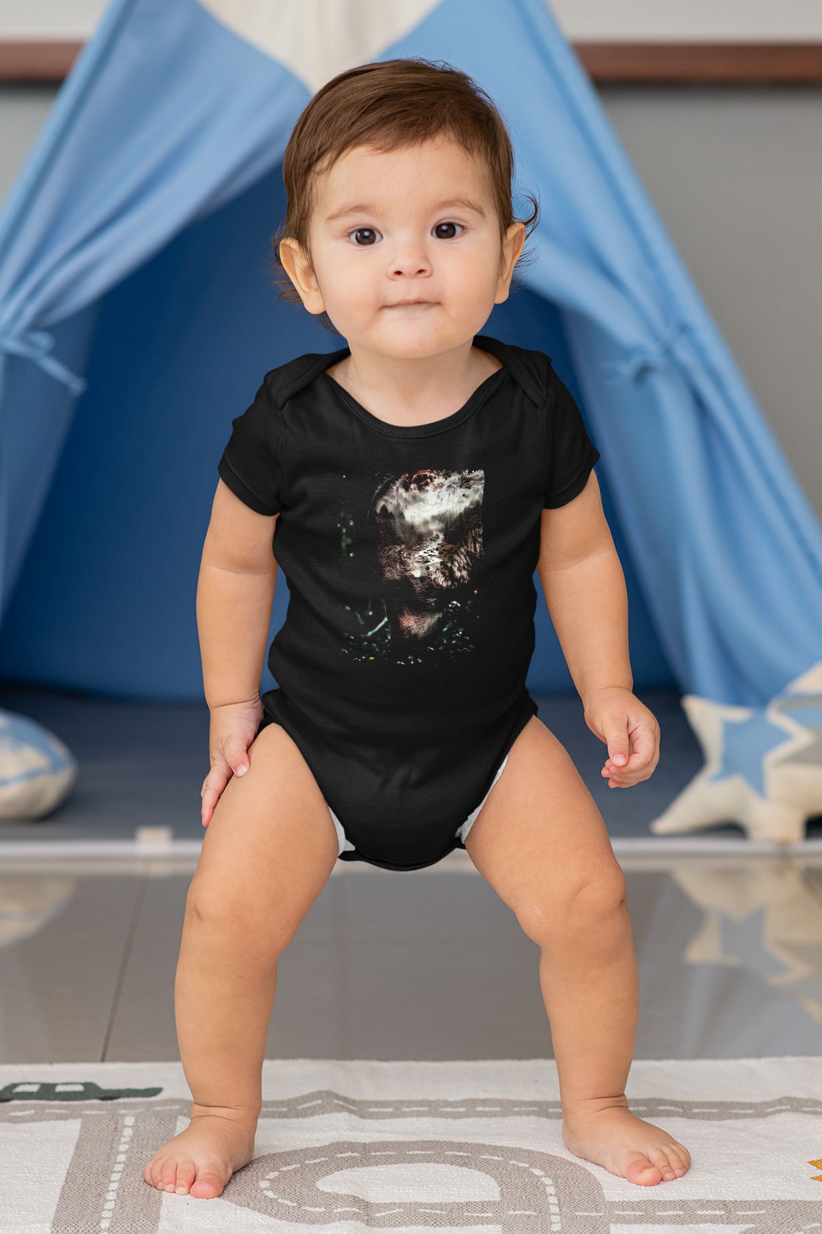 Ayı Siyah Bebek Body - Zıbın