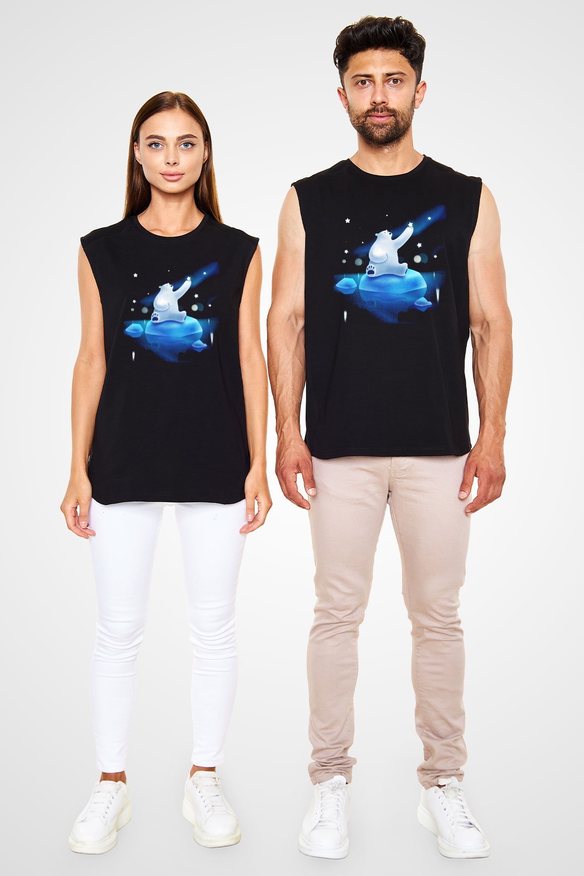 Ayı Siyah Unisex Kolsuz Tişört
