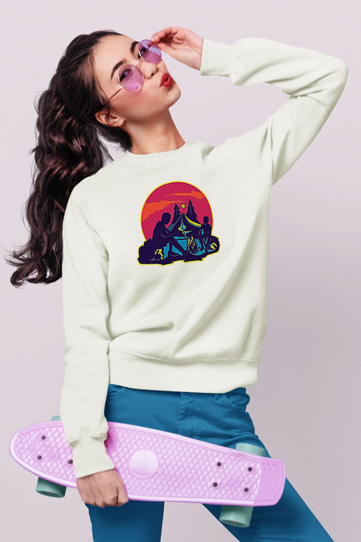Babalar Günü Baskılı Beyaz Unisex Sweatshirt