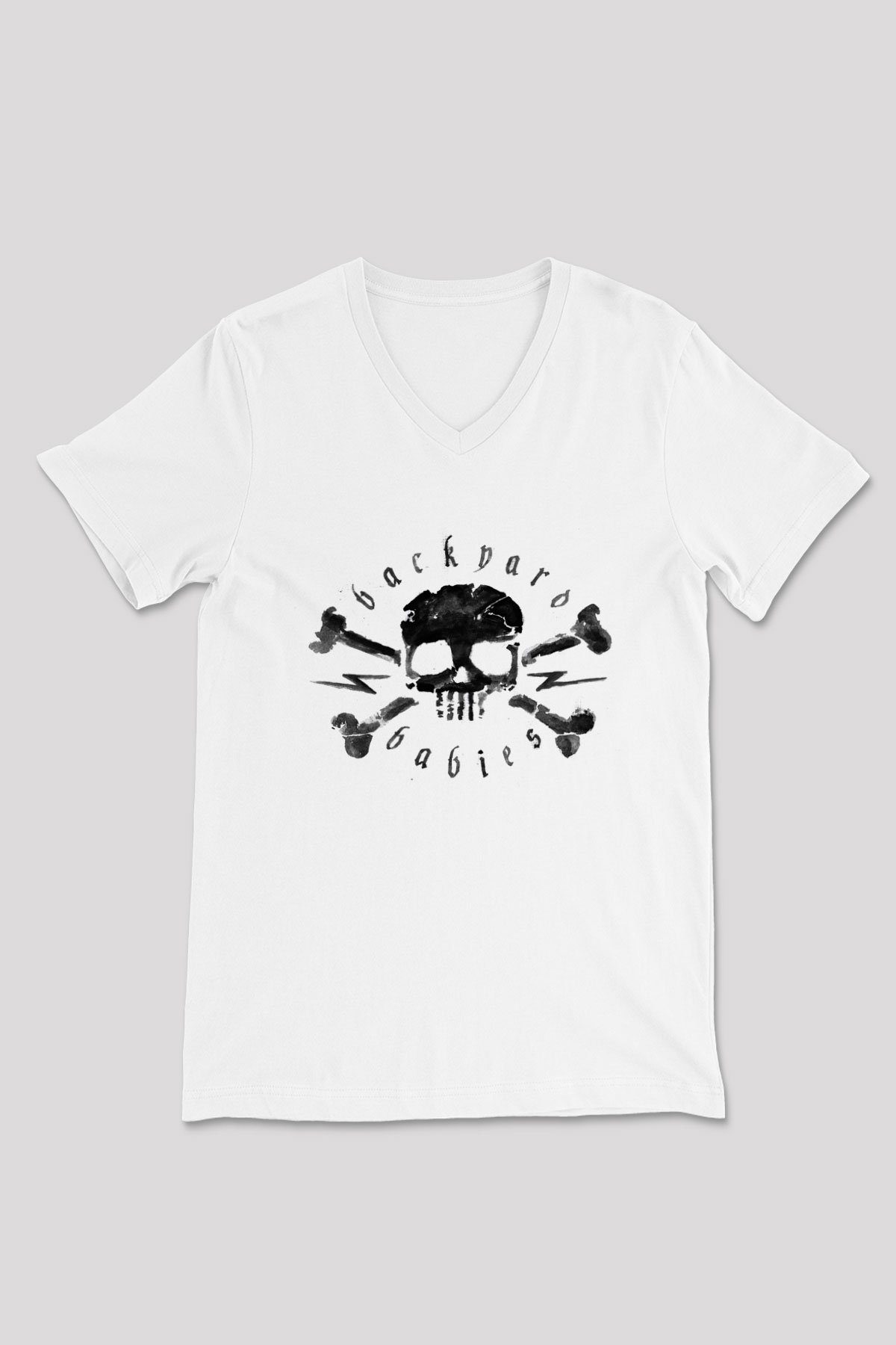 Backyard Babies Beyaz Unisex V Yaka Tişört