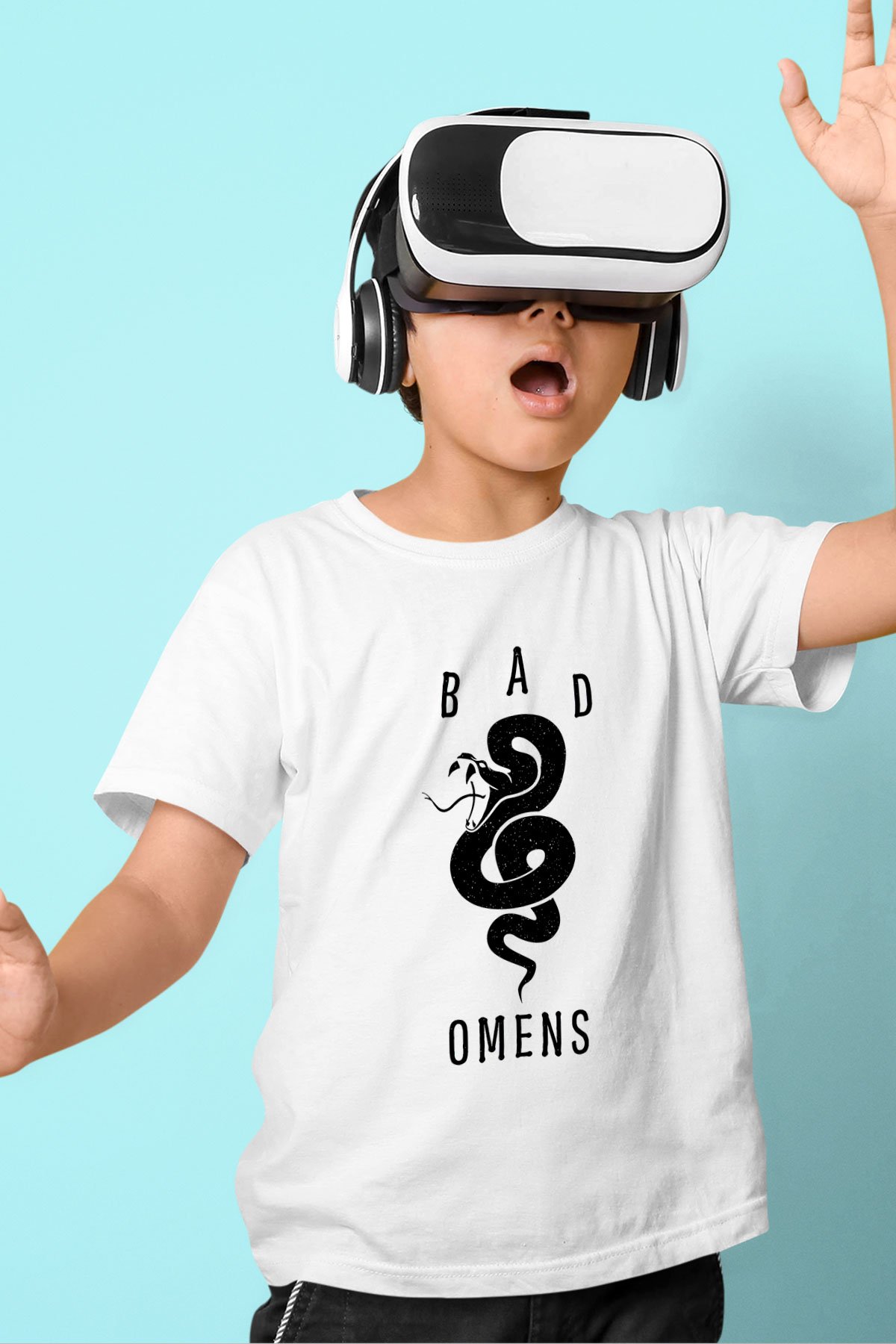 Bad Omens Baskılı Beyaz Unisex Beyaz Çocuk Tişört - Tshirt